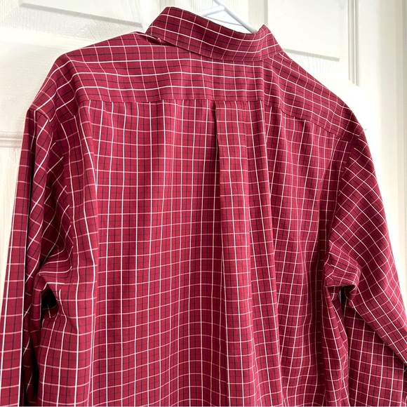 Eddie Bauer Mens Red Plaid Checkered Long Sleeve Button Up Dress Shirt L Cotton - Picture 8 of 13